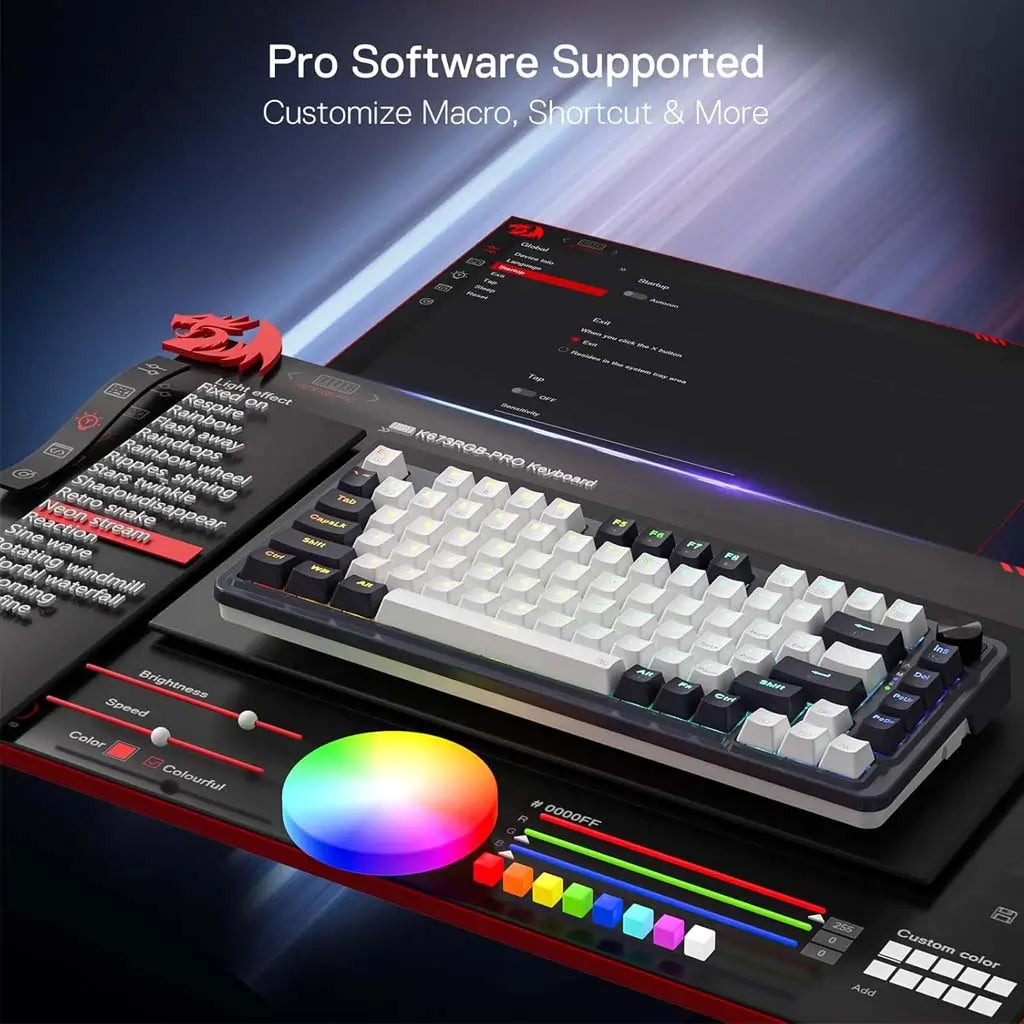 Redragon K673 PRO 75% Wireless Gasket RGB Gaming Keyboard in UAE Redragon K673 PRO 75% Wireless Gasket RGB Gaming Keyboard in UAE